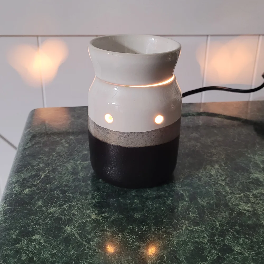 Modern Dark Brown and White Ceramic Wax Melt Holder